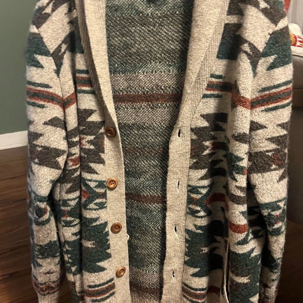 Men's Geometric Knit ethan pierce Cardigan large